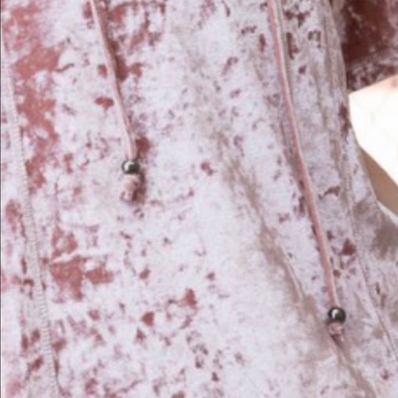 New! POL Dusty Rose Crushed Soft Velvet Tie Lace Up Front, Hi Lo Hem Top - Picture 7 of 8